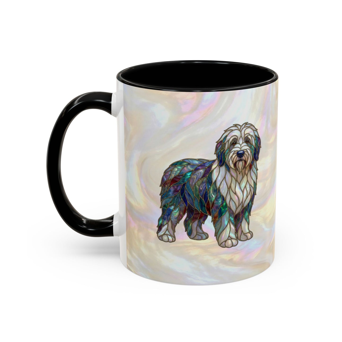 English Sheepdog Accent Coffee Mug -Stained Glass Style (11/15oz) - 14631