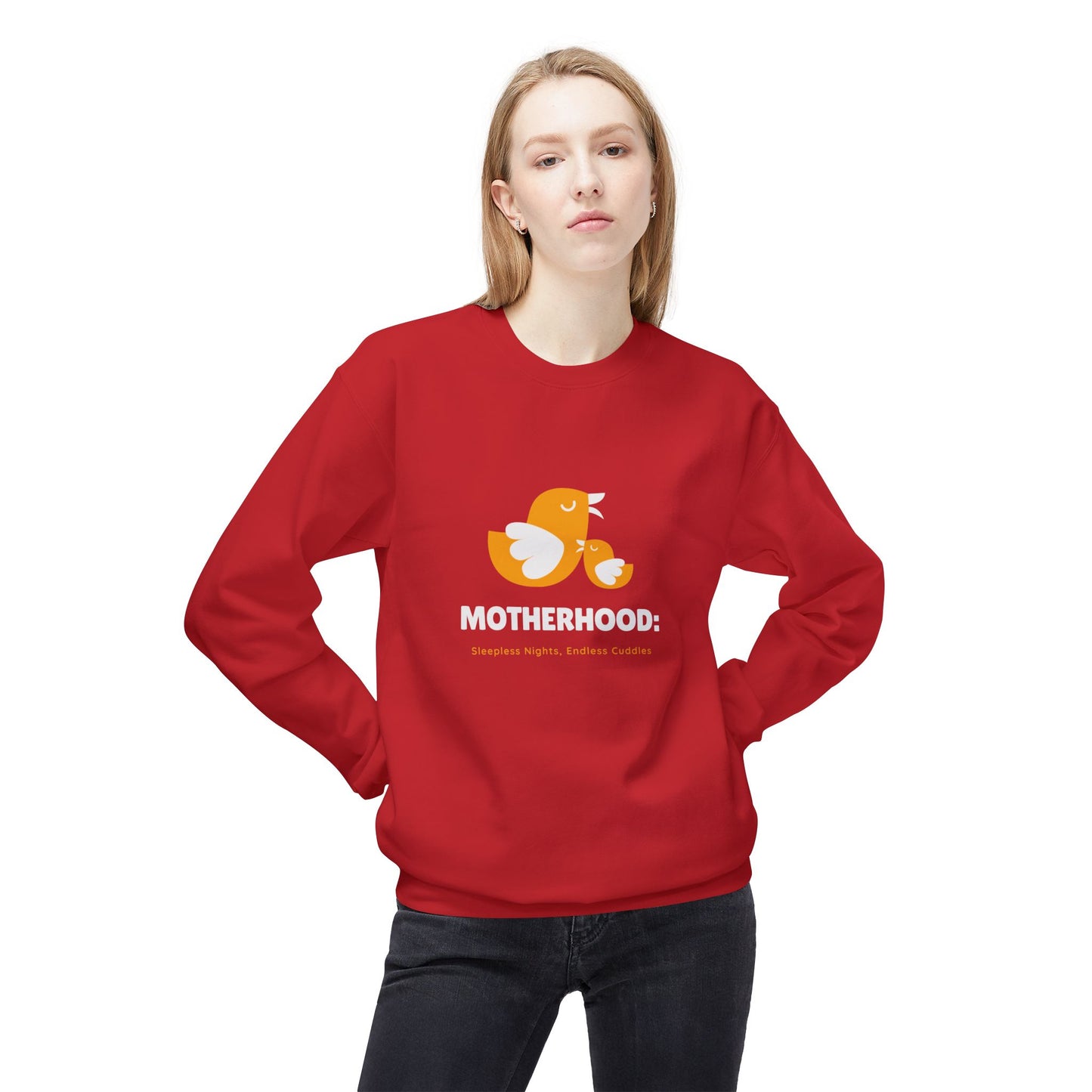 Motherhood, Sleepless Nights, endless Cuddles - Unisex Midweight Softstyle Fleece Crewneck Sweatshirt - 11809
