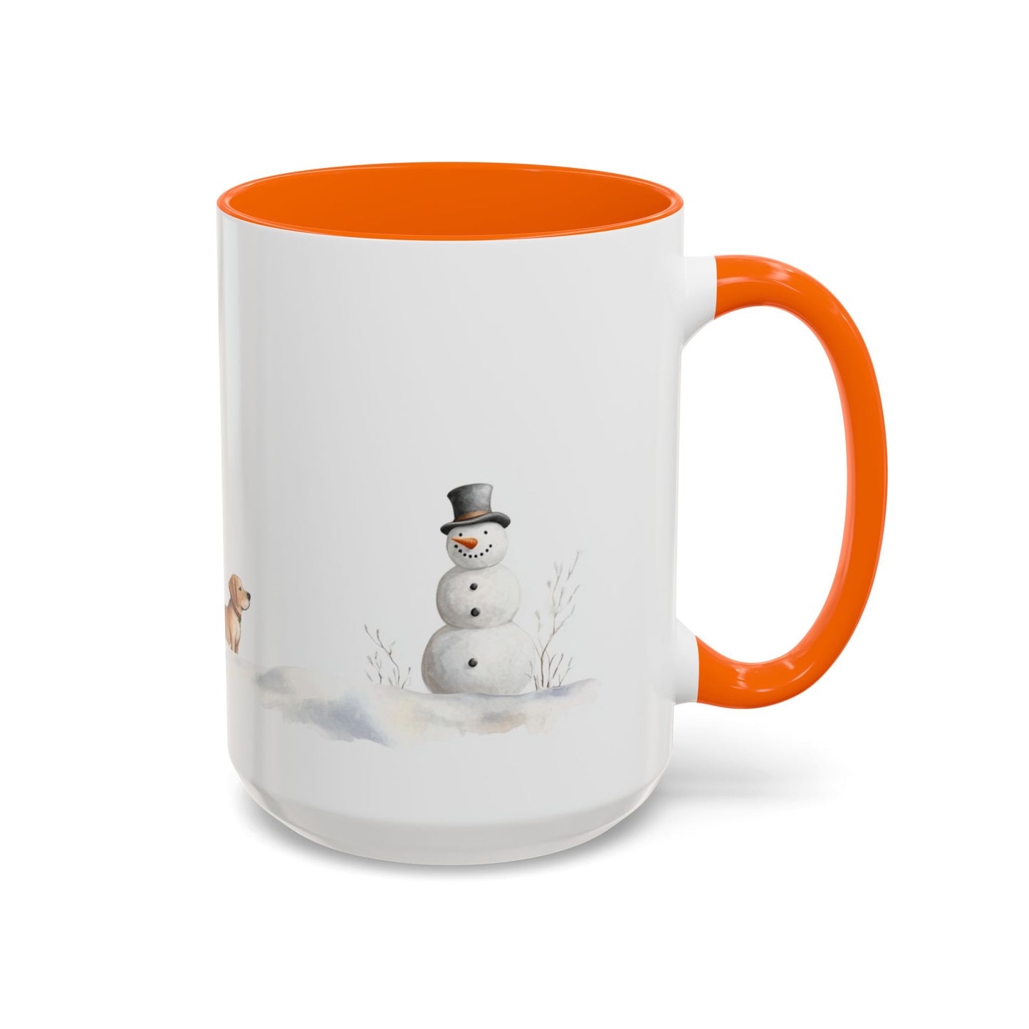 Winter Tree, Snowman & Puppy - Accent Coffee Mug (11, 15oz) - 10404