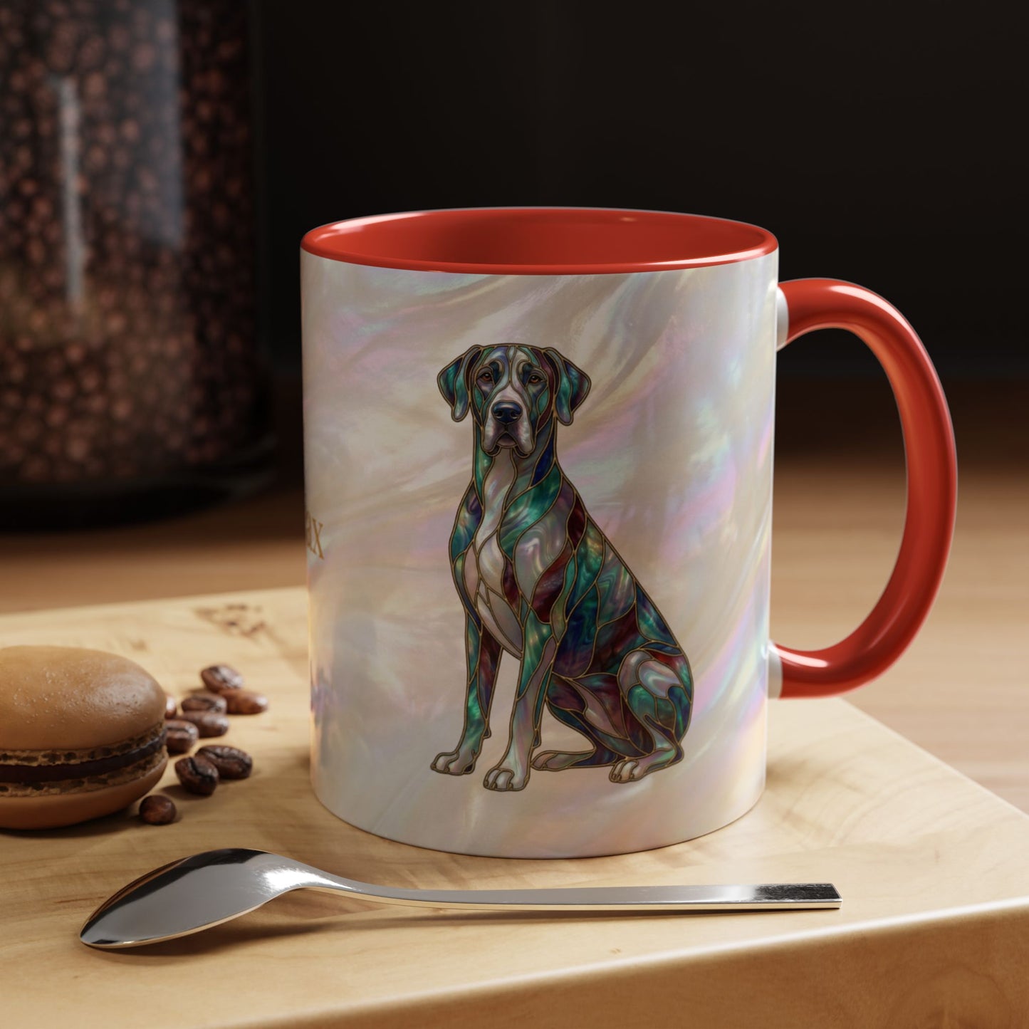 Personalized Great Dane Dog Mug — Stained Glass Design (11/15 oz) - 14550