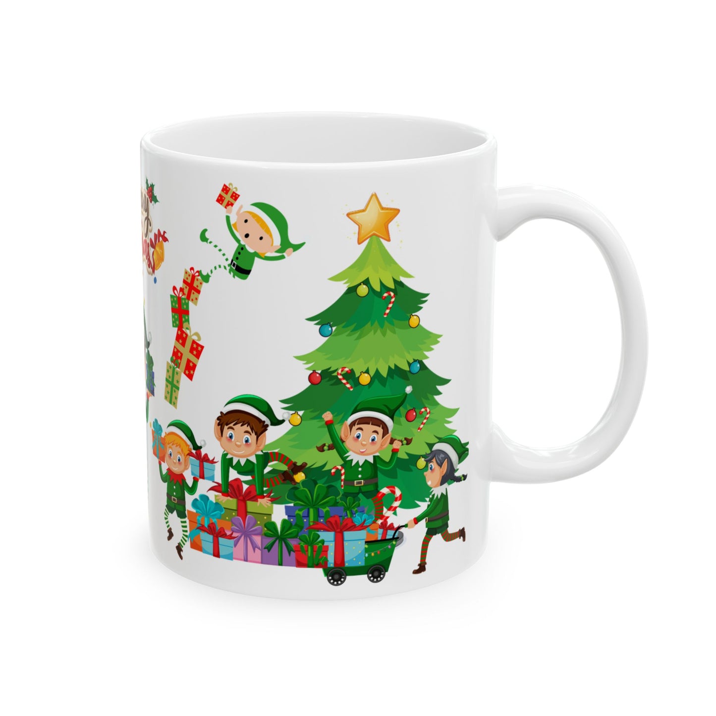 Little Elves with Christmas Gifts - Ceramic Mug, (11oz, 15oz) - 10293