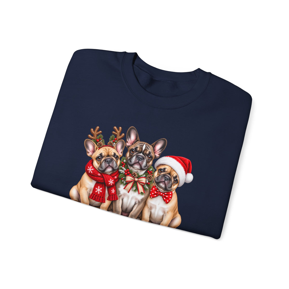 Christmas French Bulldog Sweatshirt, Cute Festive Frenchie Crewneck - 14556