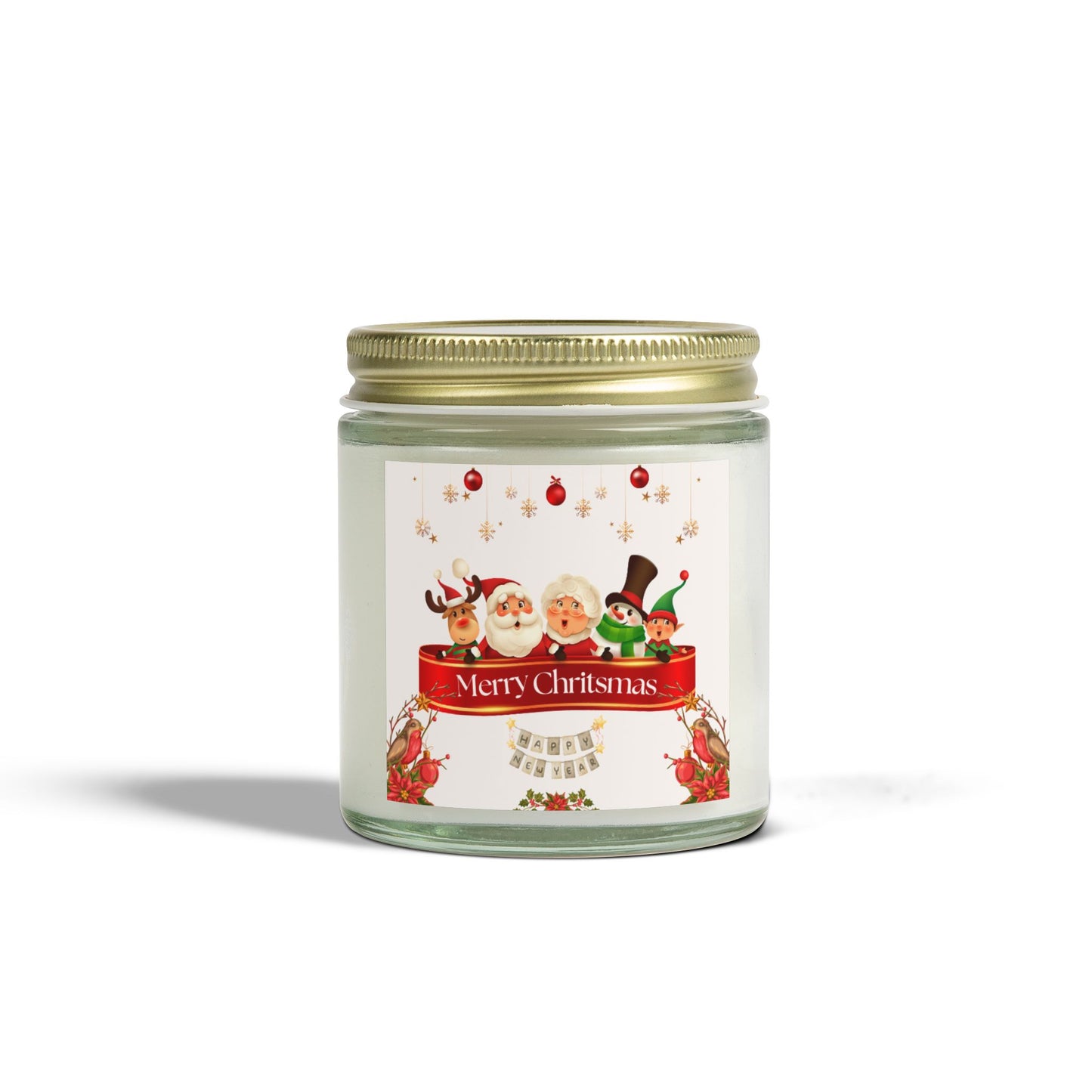 Merry Christmas - Scented Candles, Coconut Apricot Wax (4oz, 9oz)