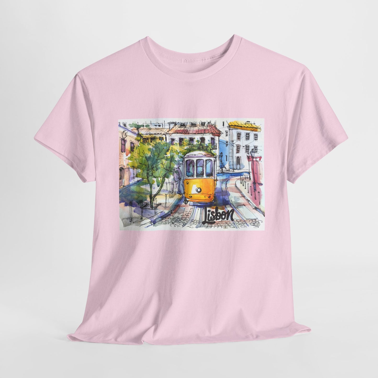 Lisbon Tram Unisex Heavy Cotton Tee - 12134