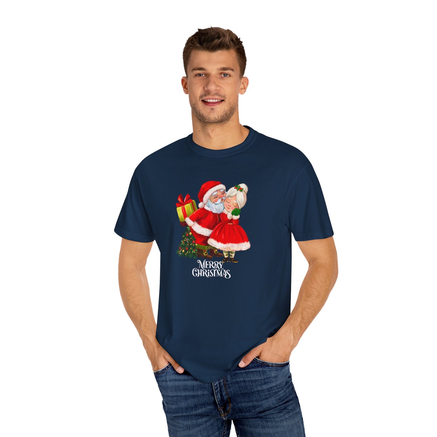 Santa & His Partner - Unisex Garment-Dyed T-shirt - 10025