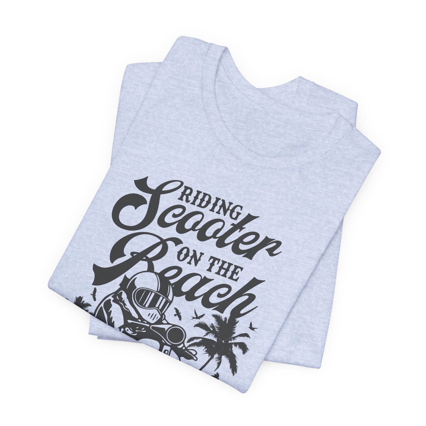 Riding Scooter on the Beach, Enjoy the Ride - Unisex Jersey Short Sleeve Tee