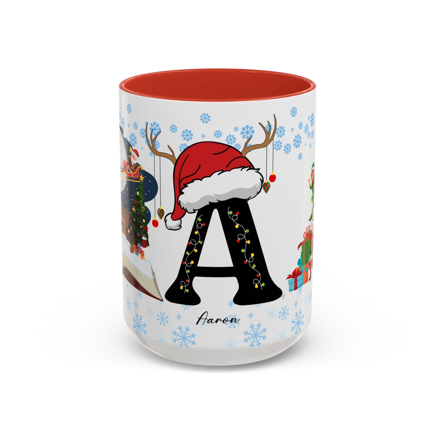 Christmas Letter A for Aaron, Customizable - Accent Coffee Mug (11, 15oz)