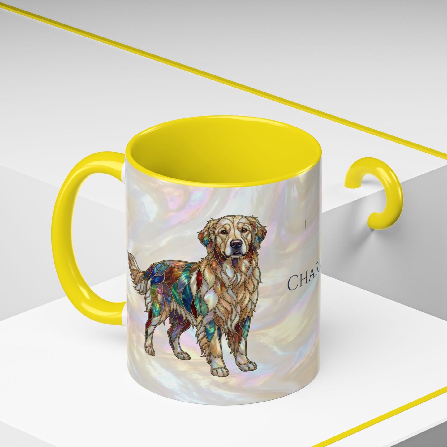 Personalized Golden Retriever Coffee Mug - Stained Glass Design 11/15oz - 14534