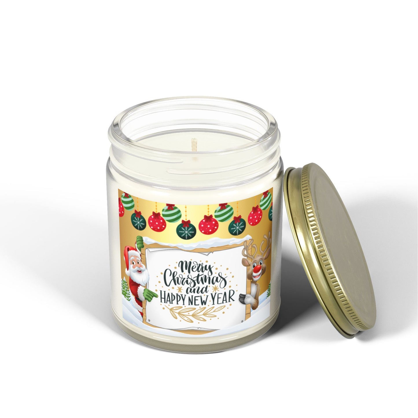 Merry Christmas, Happy New Year - Scented Candles, Coconut Apricot Wax (4oz, 9oz)