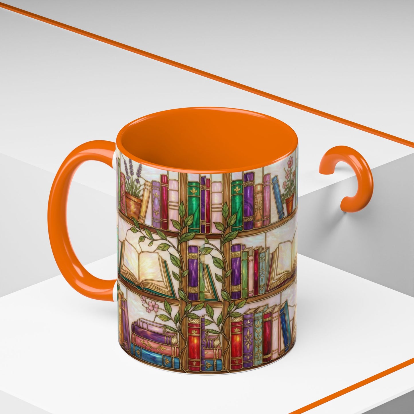 Bookish Accent Coffee Mug — Stained Glass Design (11/15 oz) - 14528