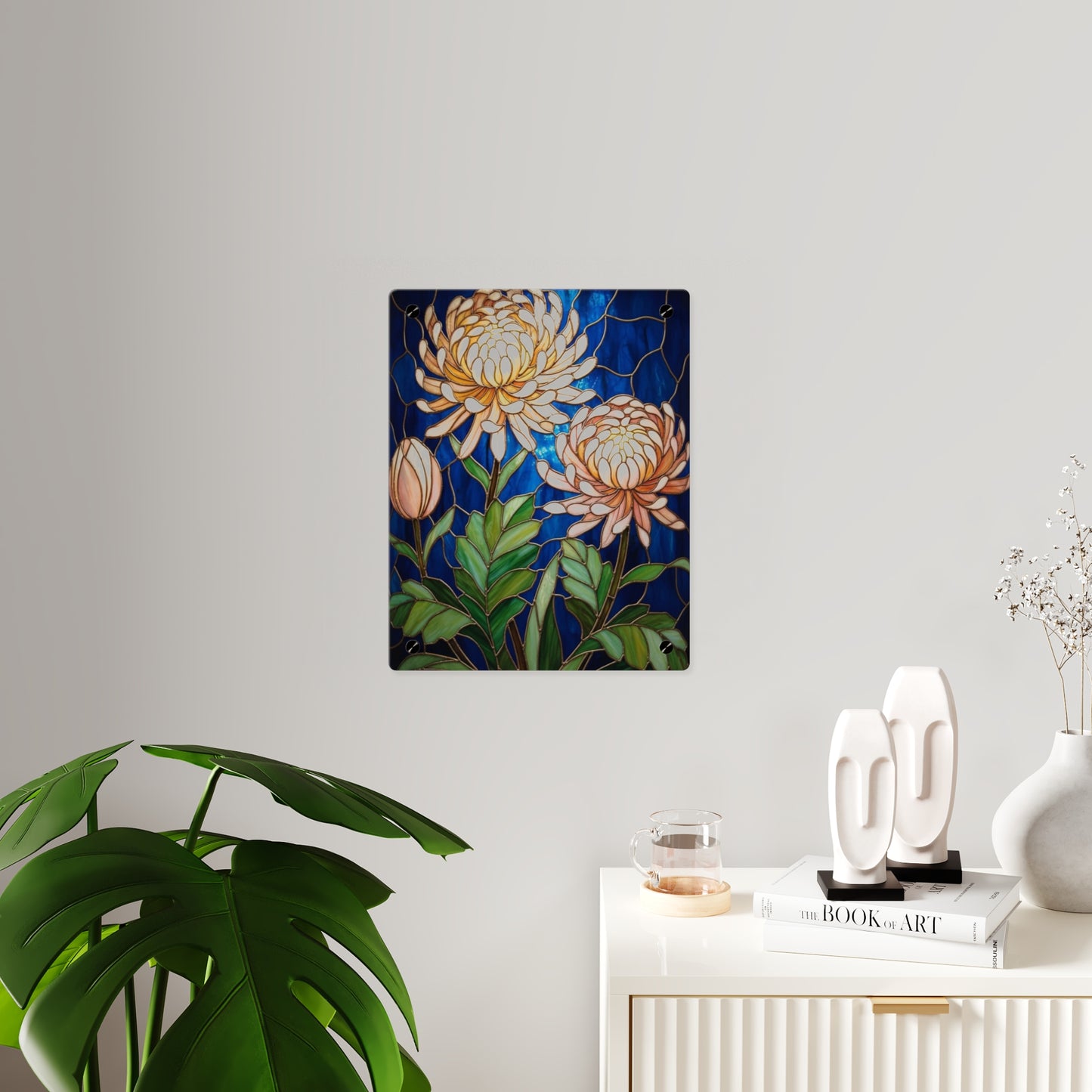 Chrysanthemum Acrylic Wall Art Panel — Floral Botanical Home Décor - 14609