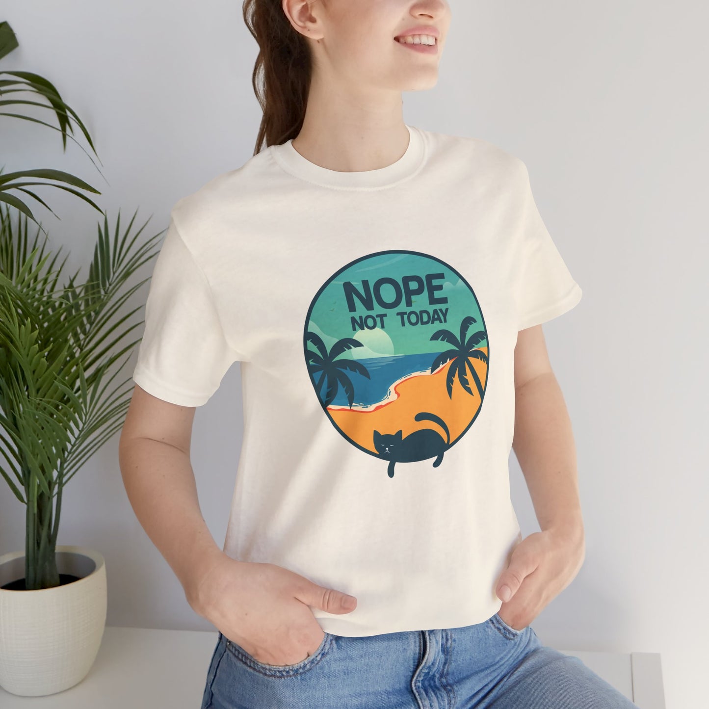 Cat: Nope Not Today - Unisex Jersey Short Sleeve Tee