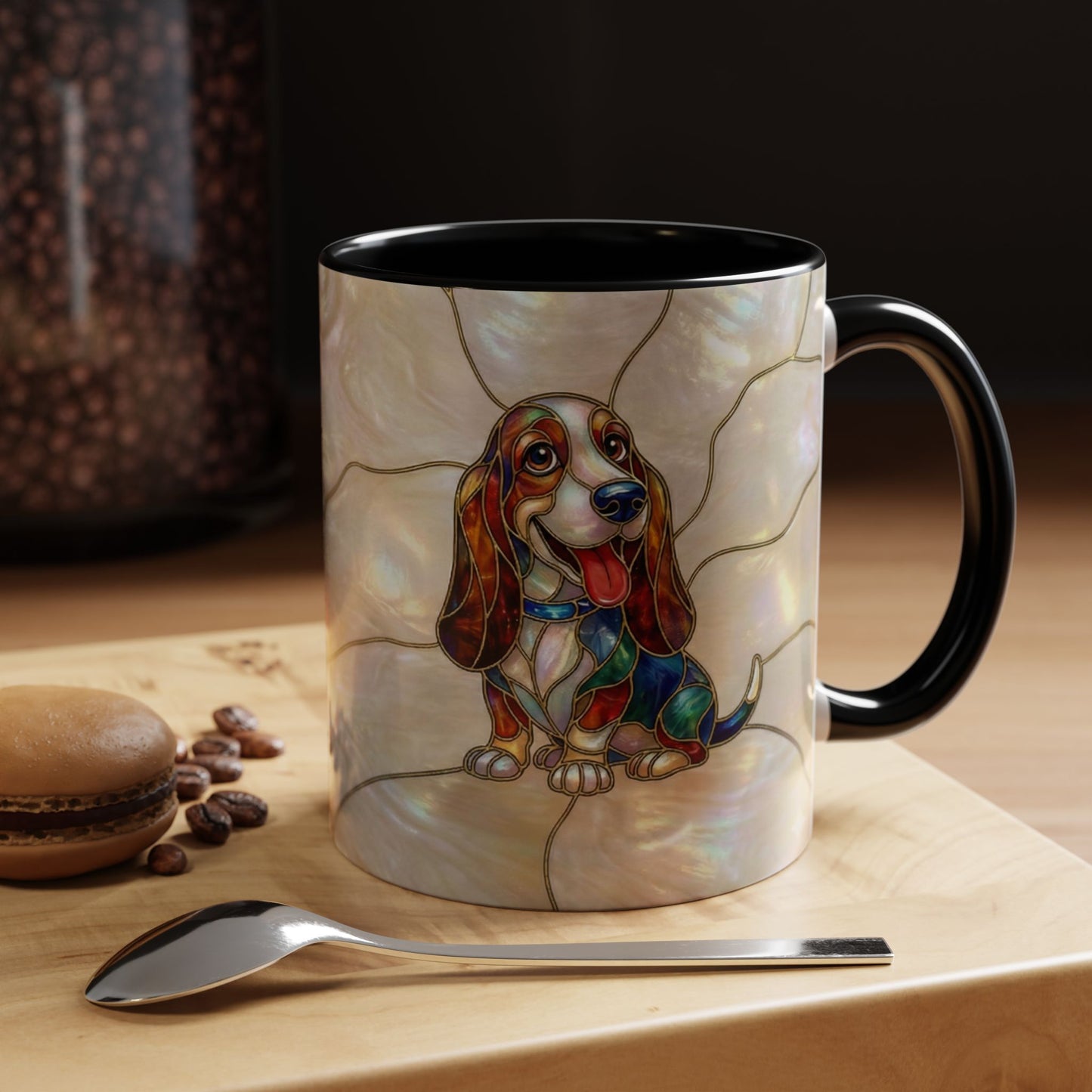Basset Hound Stained Glass Accent Coffee Mug (11/15oz) - 14520