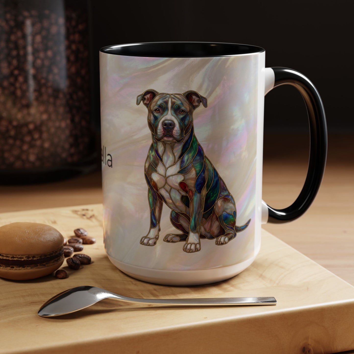 Pitbull Dog Accent Coffee Mug — Stained Glass Design (11/15oz) - 14536