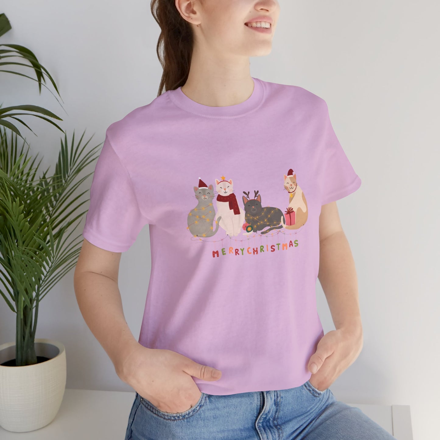 Cats, Merry Christmas - Unisex Jersey Short Sleeve Tee - 10283