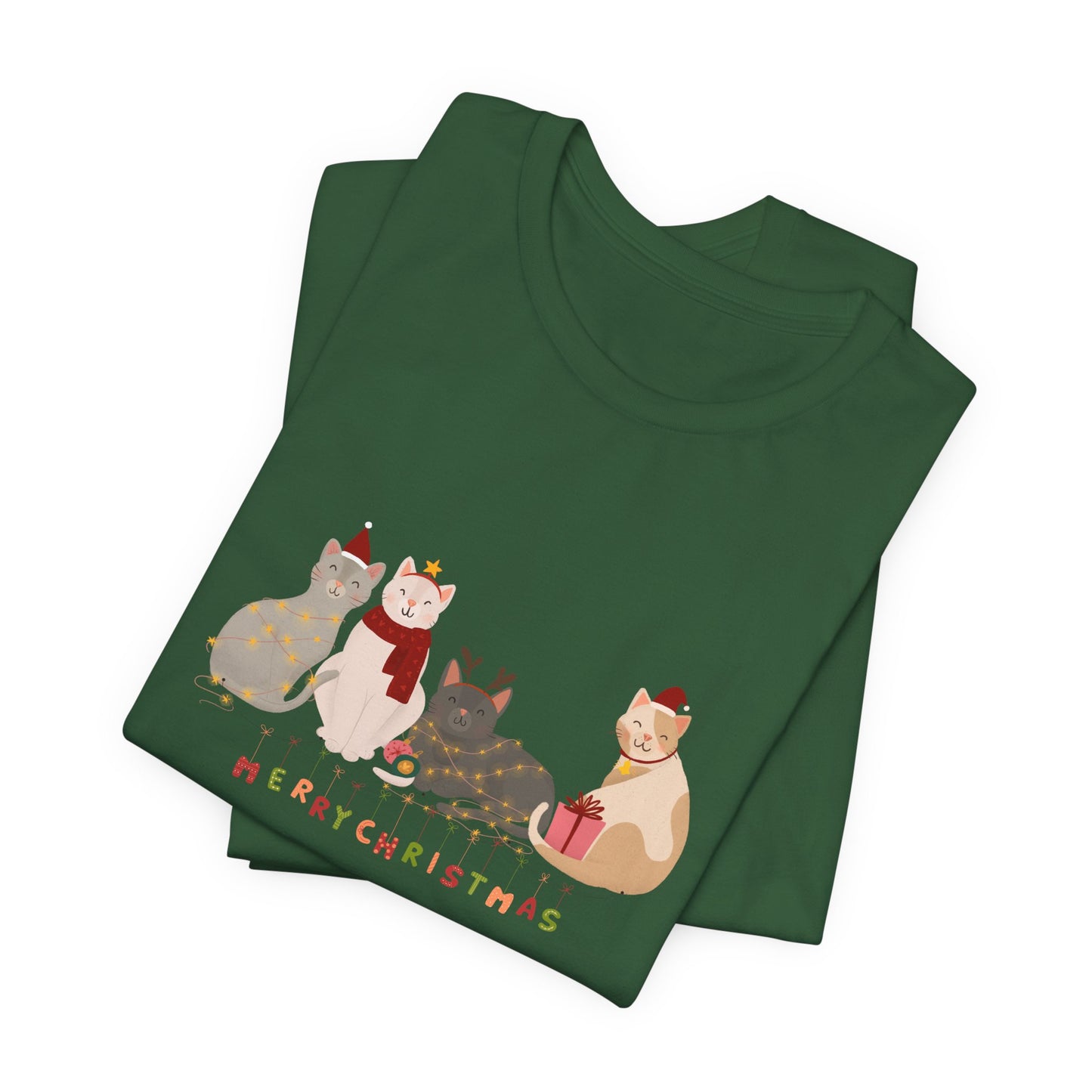 Cats, Merry Christmas - Unisex Jersey Short Sleeve Tee - 10283