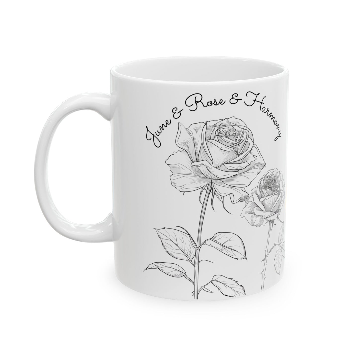 Happy Birthday, June, Rose, Customized -  Ceramic Mug, (11oz, 15oz) - 10431