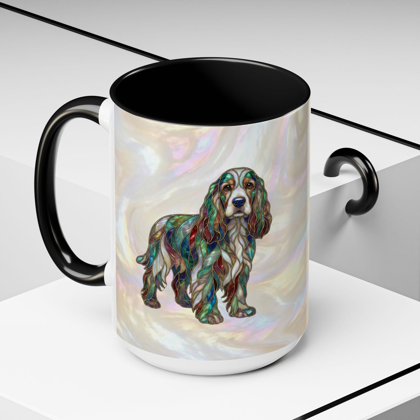Cocker Spaniel Accent Coffee Mug -Stained Glass Style (11/15oz) - 14626