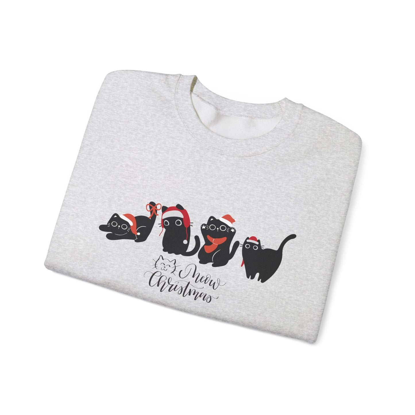 Black Cats, Meow Christmas - Unisex Heavy Blend™ Crewneck Sweatshirt - 10044