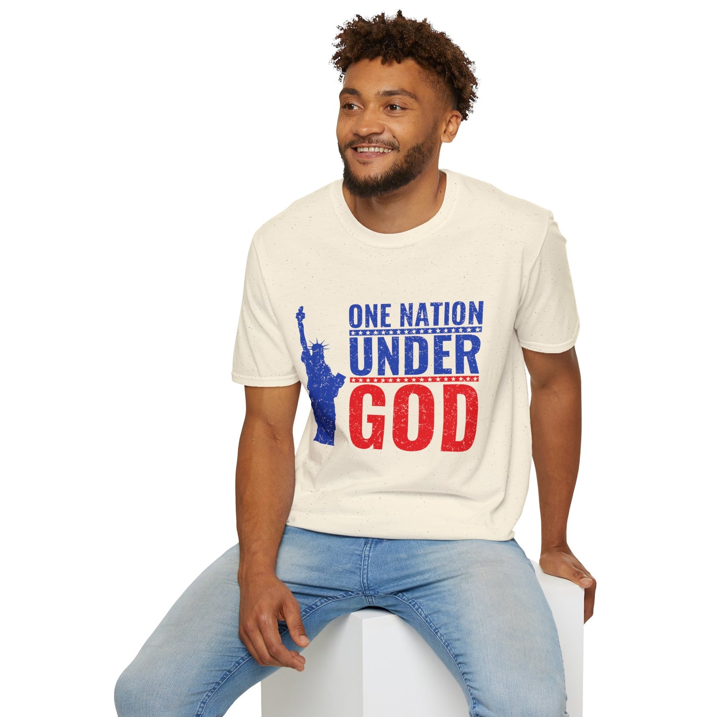 One Nation Under God, Patriotic Softstyle T-Shirt - Independence Day Tee, Fourth of July Shirt, Unisex Comfort Wear, Gift for Veterans - 13494