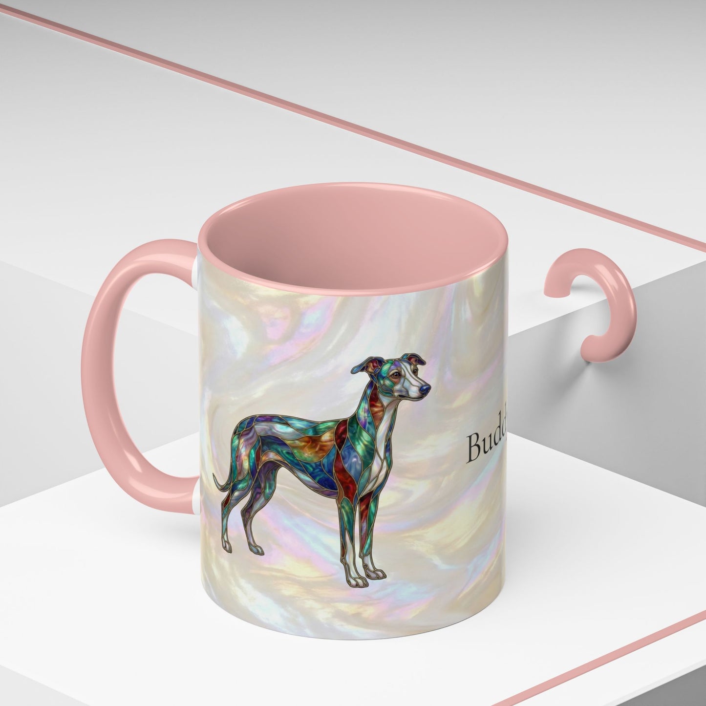 Whippet Accent Coffee Mug – Stained Glass Design 11/15oz - 14652