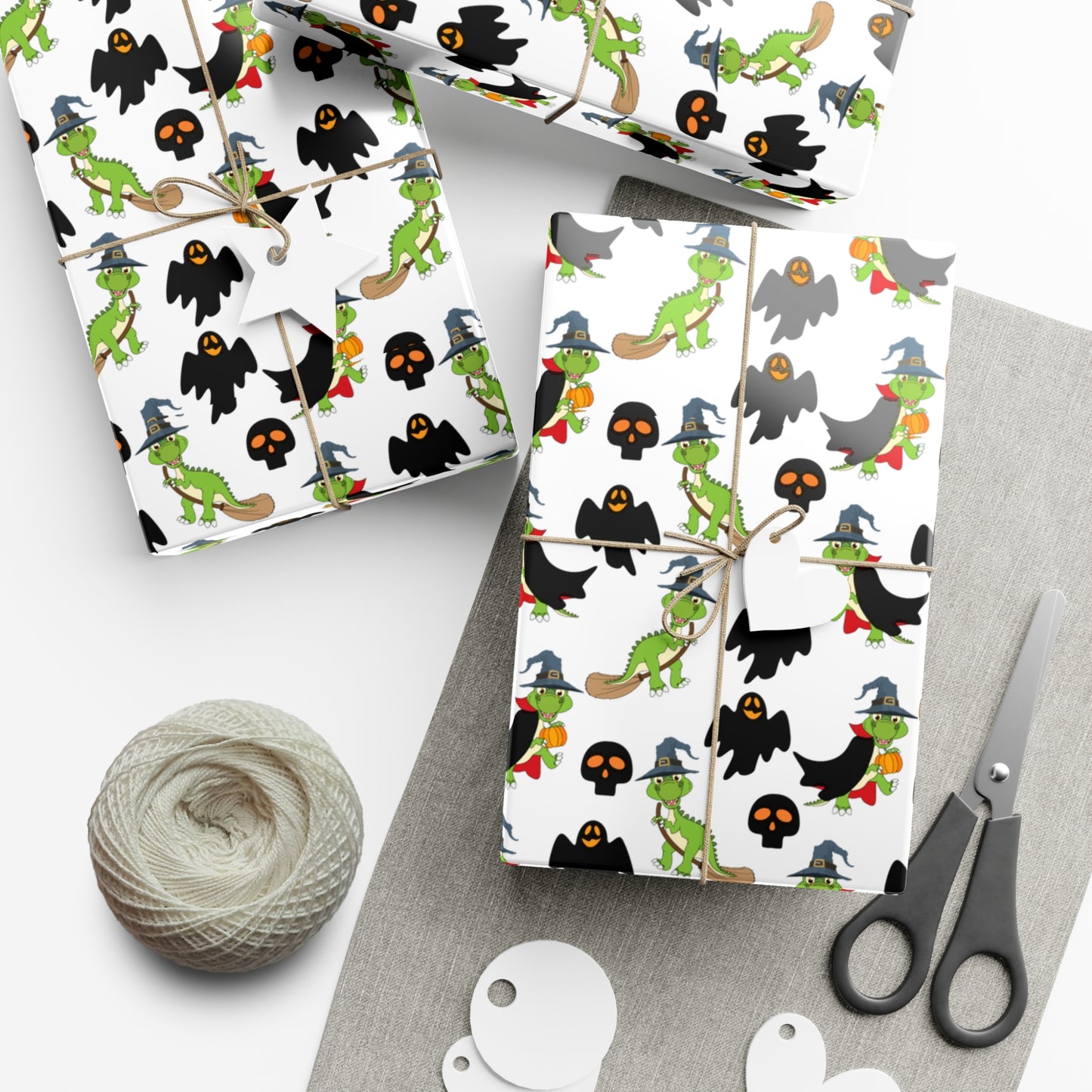 Green Dinosaur Witch  - Gift Wrap Papers - 13989