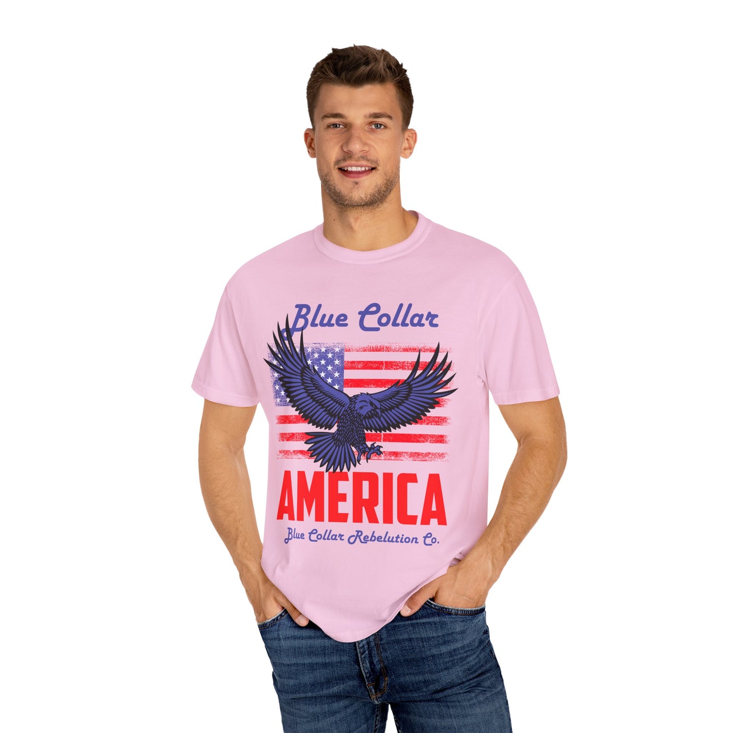 Unisex American Eagle Graphic Tee - Perfect for Patriotic Events, Casual Wear, 4th of July Gatherings, Gifts for Blue Collar Workers - 13695