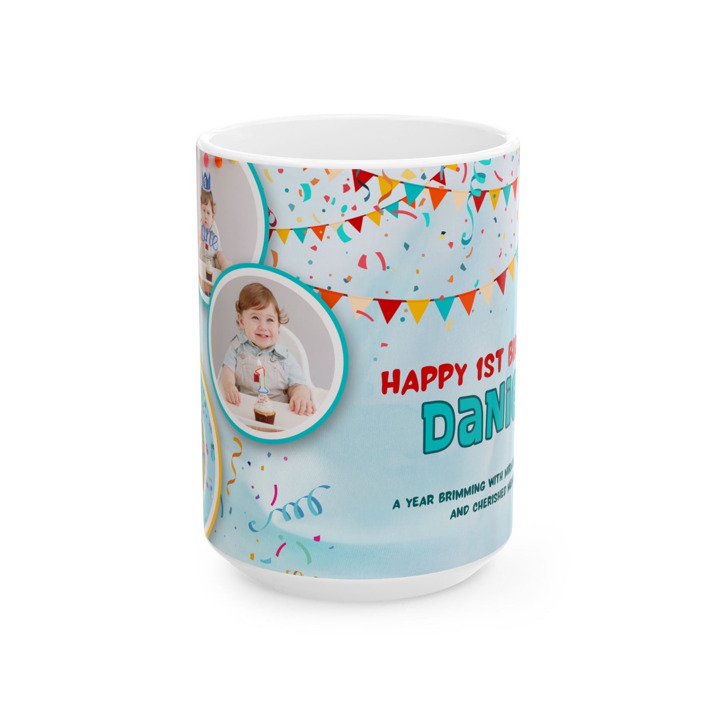 Personalized Birthday Mug, Custom Celebration Cup for Kids, 1st Birthday Gift, Party Favor, Photo Mug - 13996