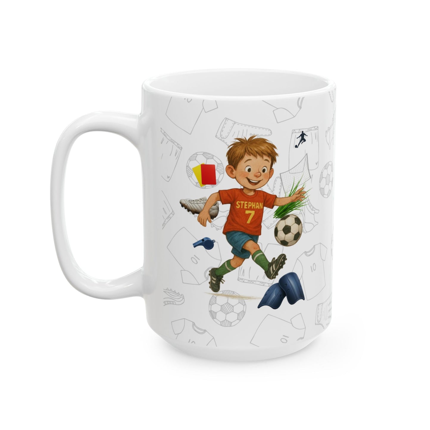 Happy Birthday Stephan!, Personalized, 7th, Soccer-Themed Ceramic Mug for Sports Lovers, Celebrate Birthdays, Goal Scoring Gifts - 14215