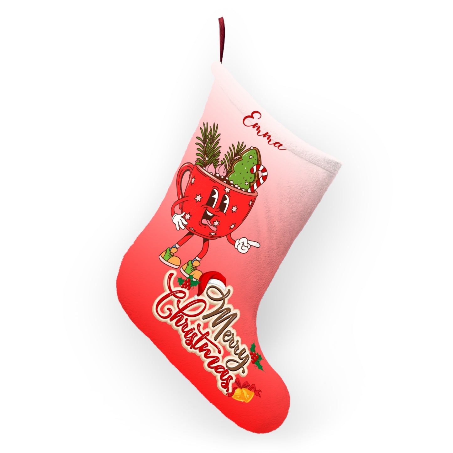 Emma, Winter Drinks, Customizable - Christmas Stockings - 10205