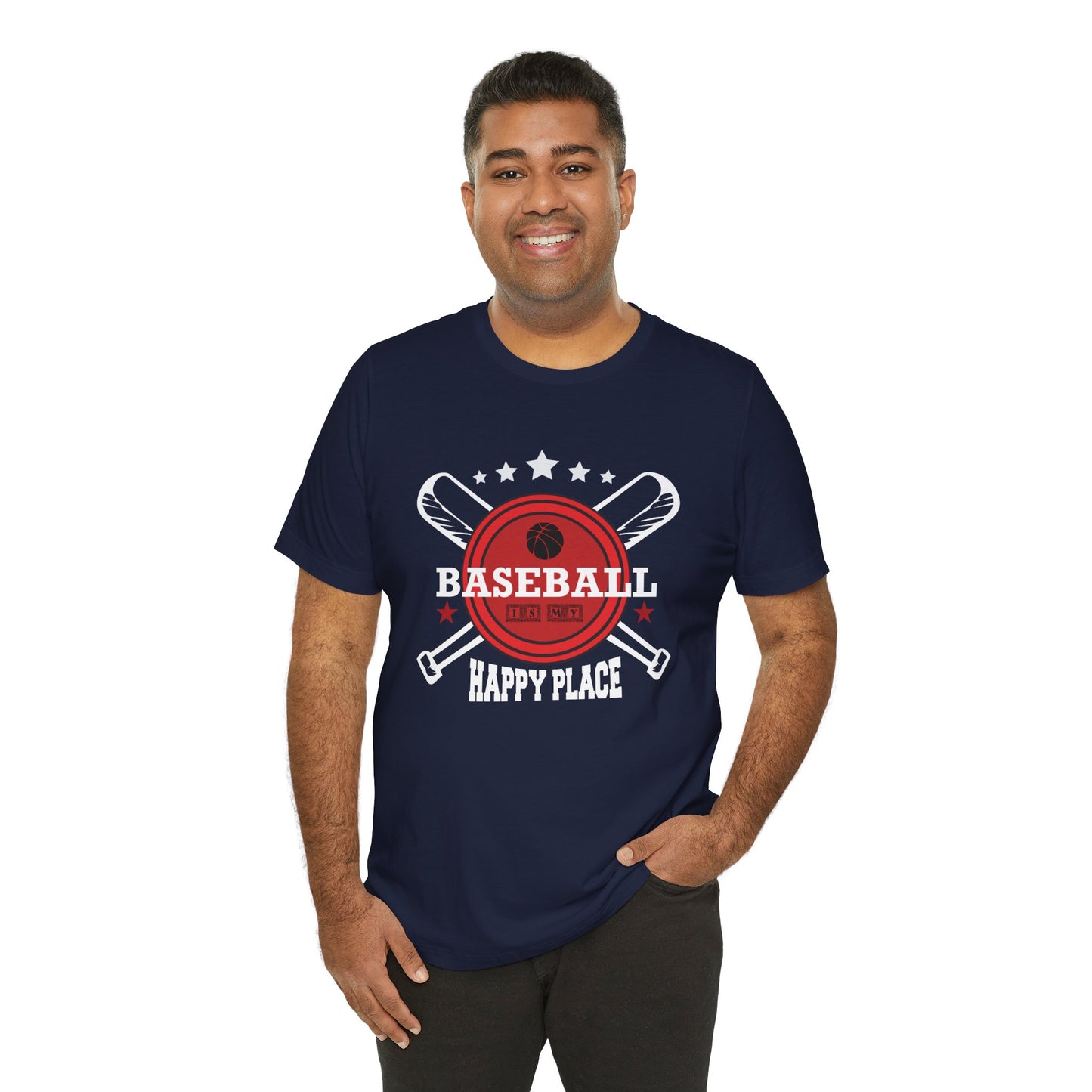 Baseball: Happy Place - Unisex Jersey Short Sleeve Tee