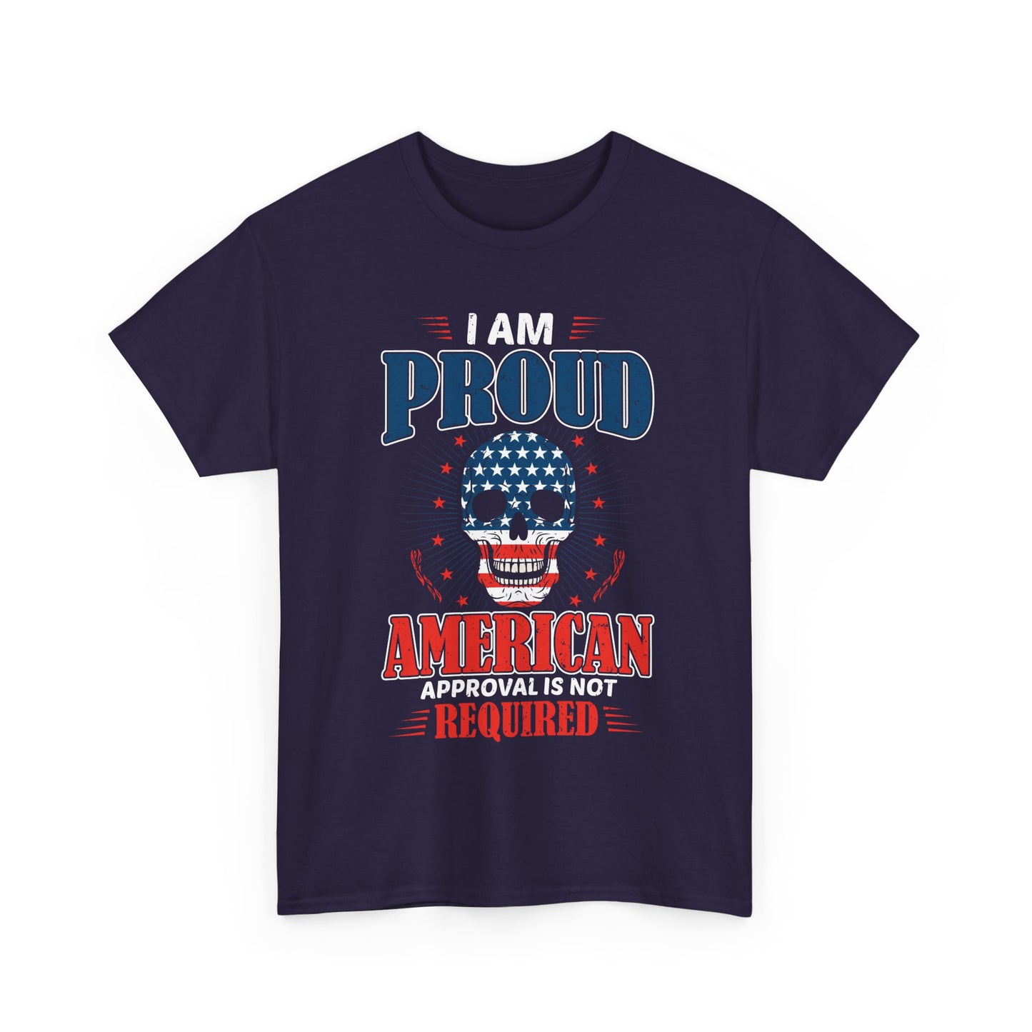 "I'm a Proud American" Unisex Heavy Cotton Tee, Patriotic Shirt, Independence Day Apparel, Casual Wear, Gift for Veterans - 13637