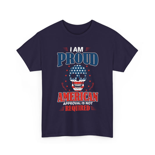 "I'm a Proud American" Unisex Heavy Cotton Tee, Patriotic Shirt, Independence Day Apparel, Casual Wear, Gift for Veterans - 13637