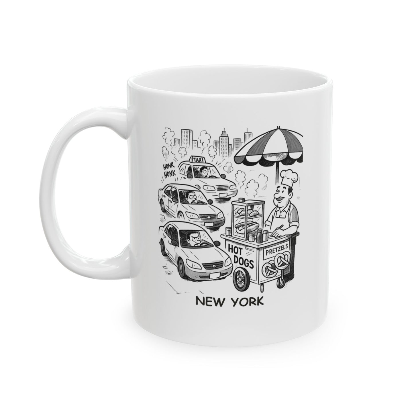 "New York: Where the traffic is chaotic, but the street food is gourmet." Ceramic Mug - 12835