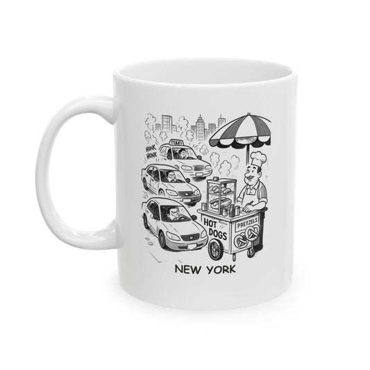 "New York: Where the traffic is chaotic, but the street food is gourmet." Ceramic Mug - 12835