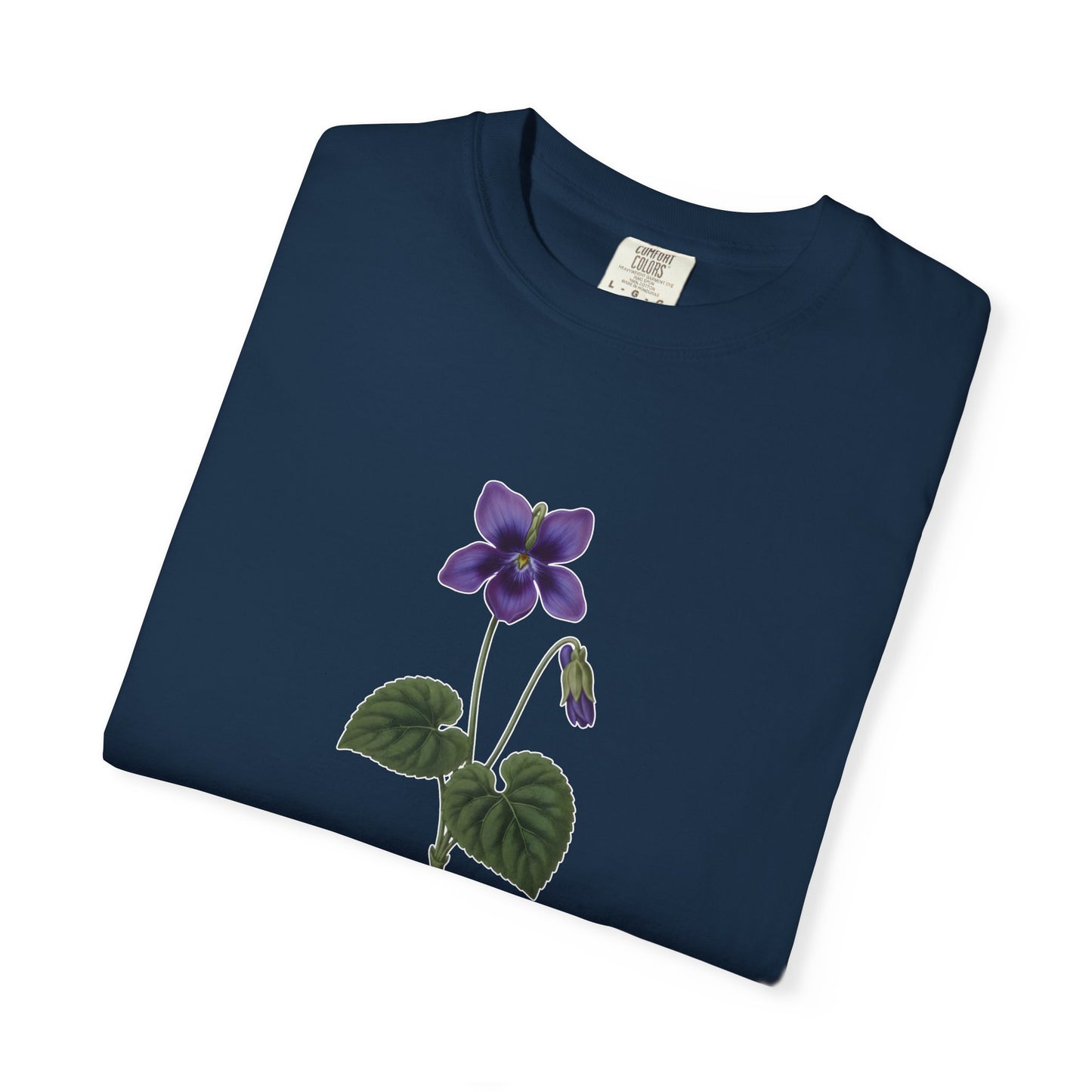 February Birth Flower Violet T-Shirt – Heavyweight Garment-Dyed Tee - 14700