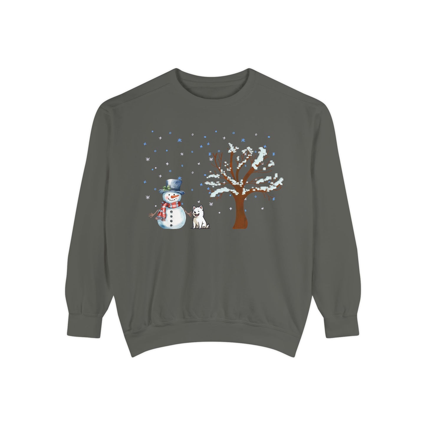 Snowman With A Puppy - Unisex Garment-Dyed Sweatshirt