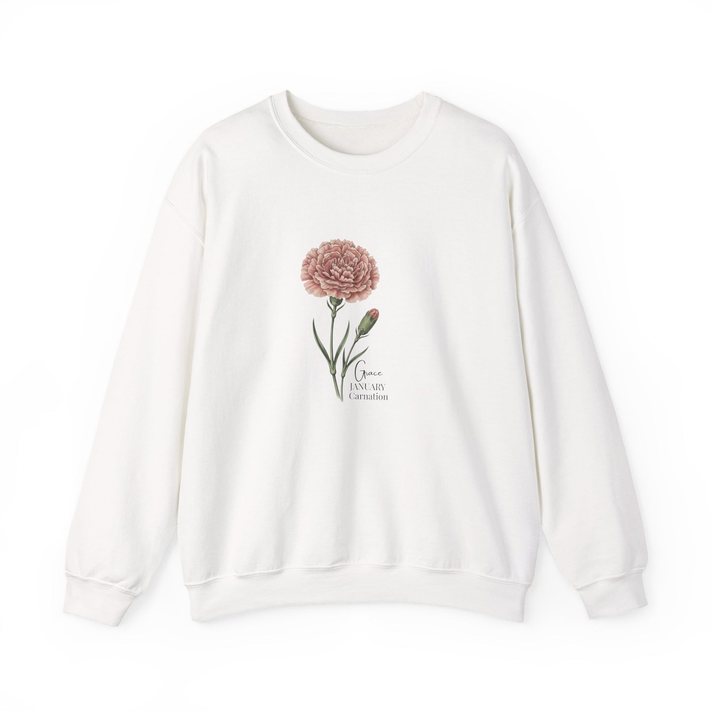 January Carnation Crewneck Sweatshirt — Customizable - 14673