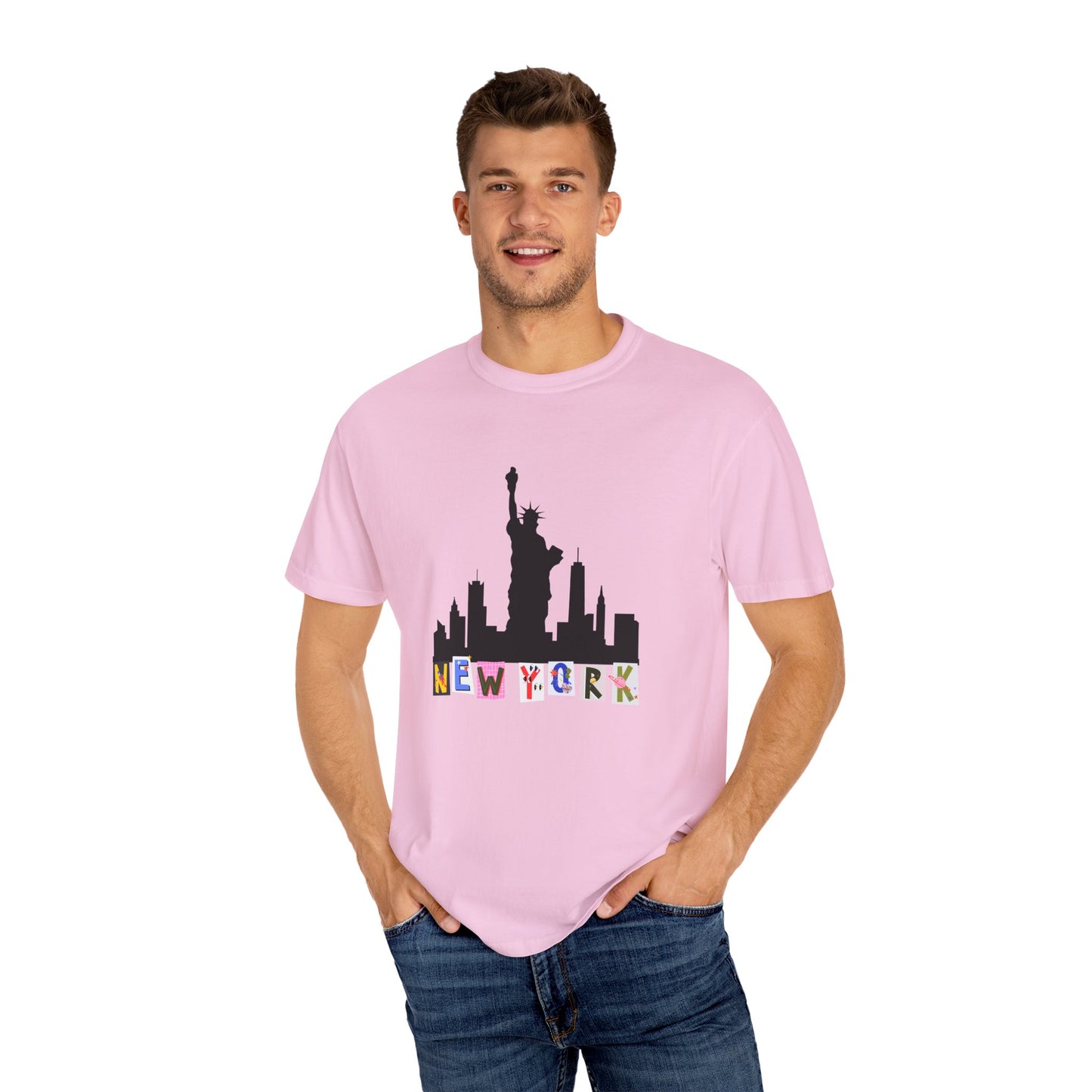 New York Skyline Graphic T-Shirt - Unisex Garment-Dyed Tee for City Lovers - 12002