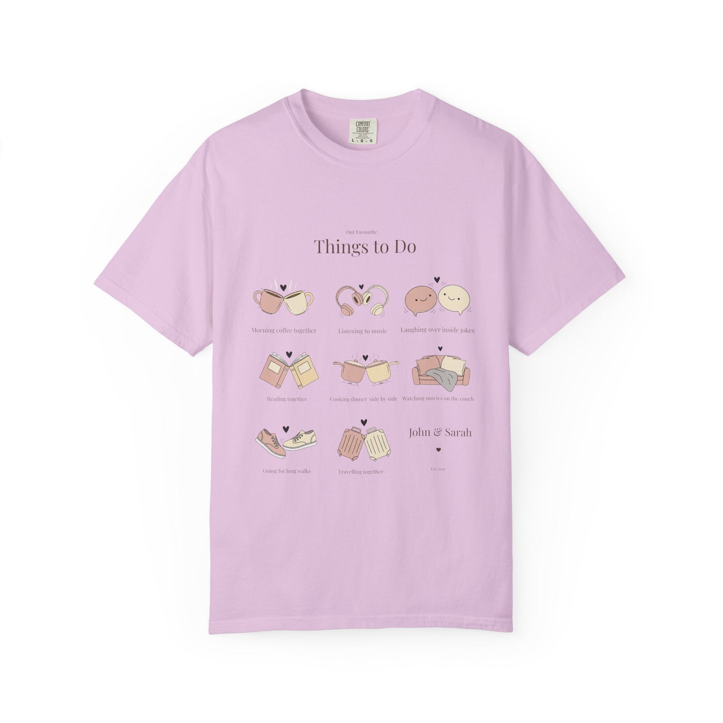 Our Favourite Things to Do Together – Personalised Valentine’s Illustration T-Shirt Gift - 14720