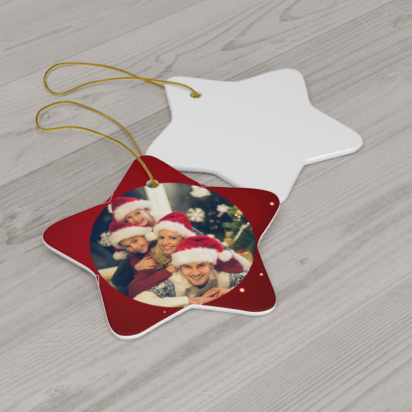 Christmas, Family Photo - Ceramic Ornament, 4 Shapes