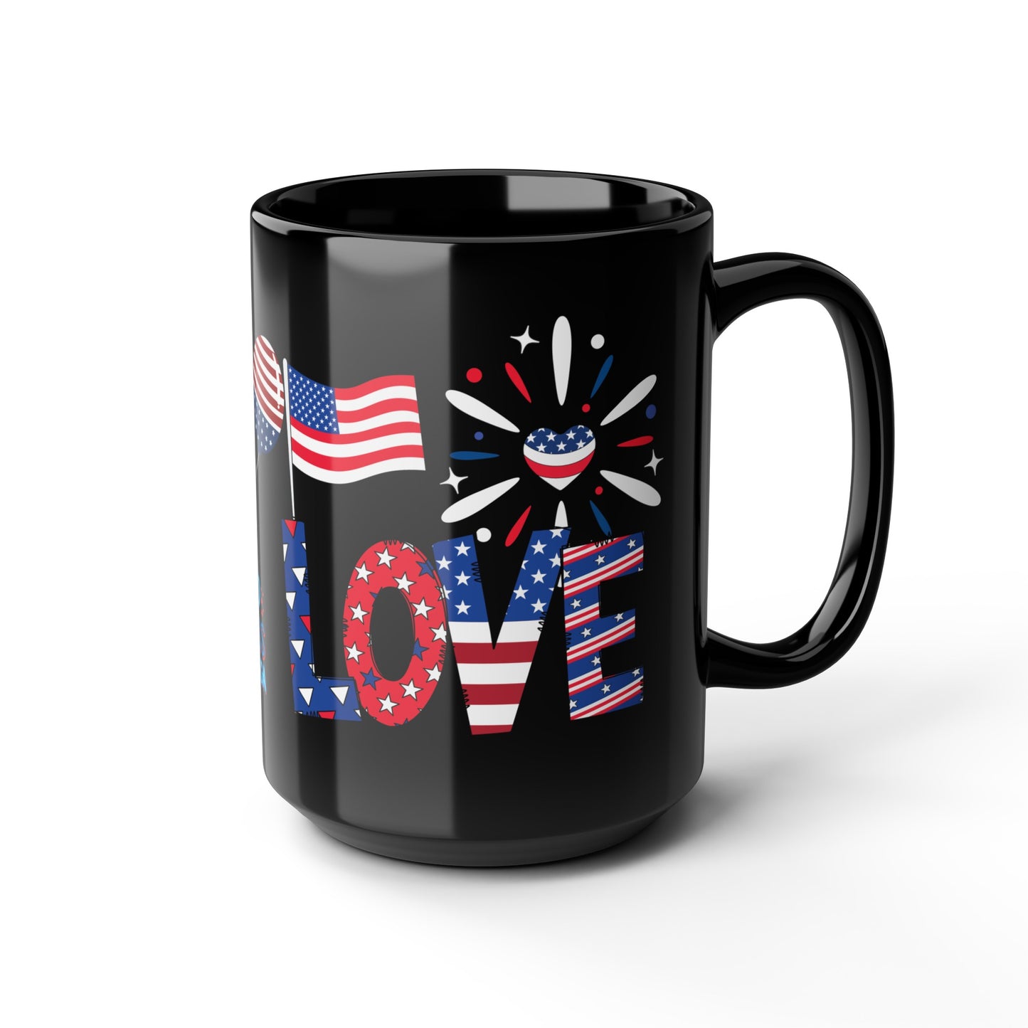 July 4, Patriotic Eagle - Black Mug (11oz, 15oz)