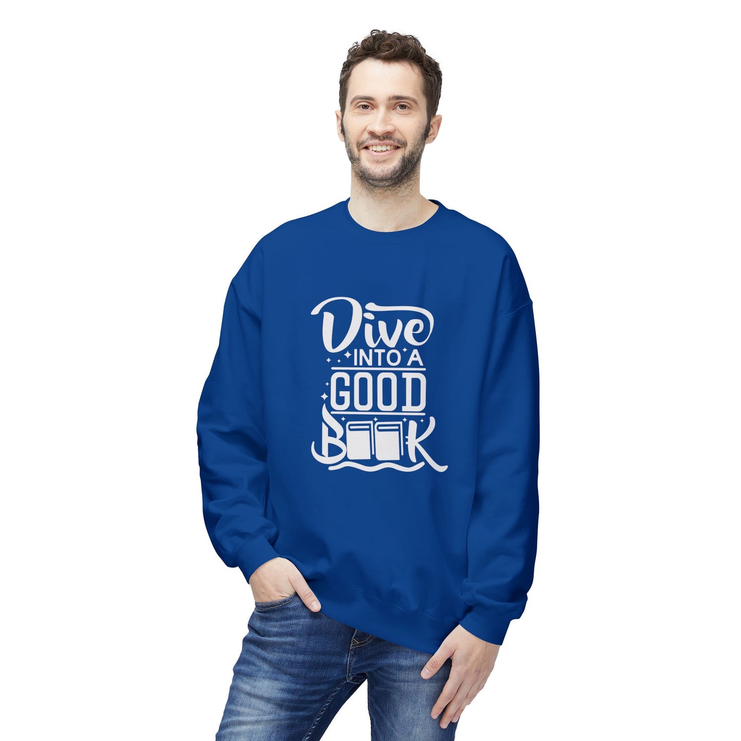 Dive Into A Good Book - Unisex Midweight Softstyle Fleece Crewneck Sweatshirt - 10694