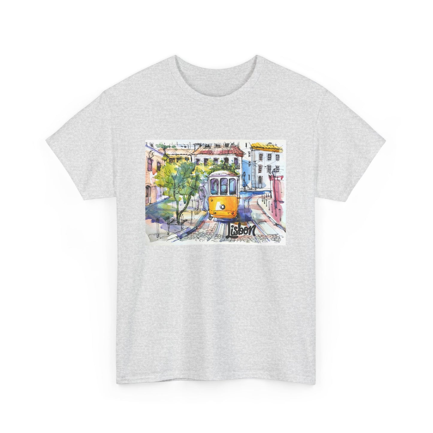 Lisbon Tram Unisex Heavy Cotton Tee - 12134