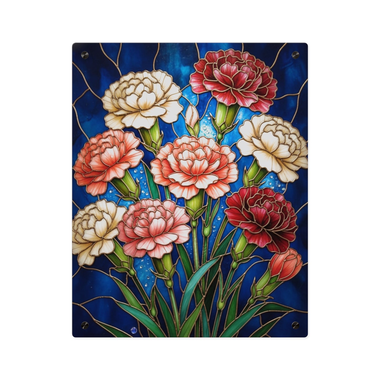 Carnation Bouquet Acrylic Wall Art Panel — Floral Home Décor - 14599