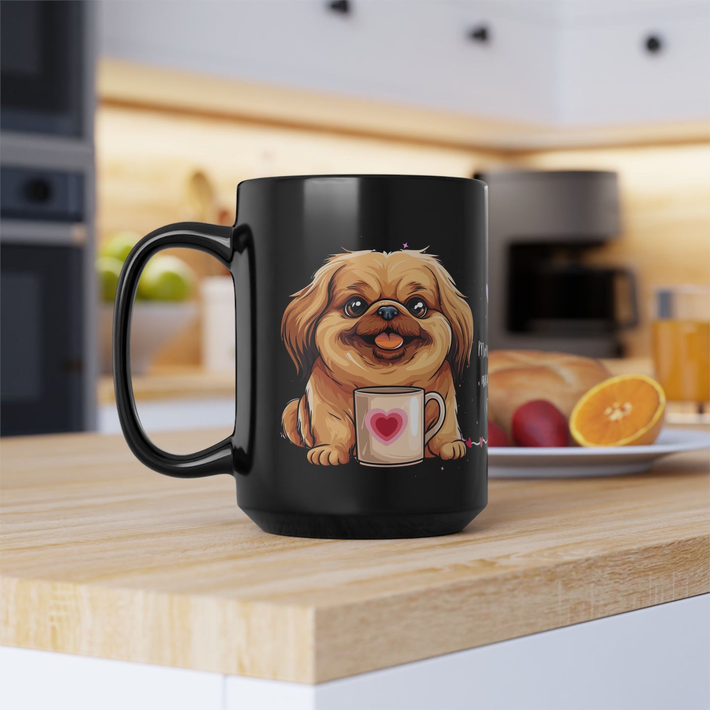 Morning Brews and Pekingese Cuddles - Black Mug (11oz, 15oz) - 10659