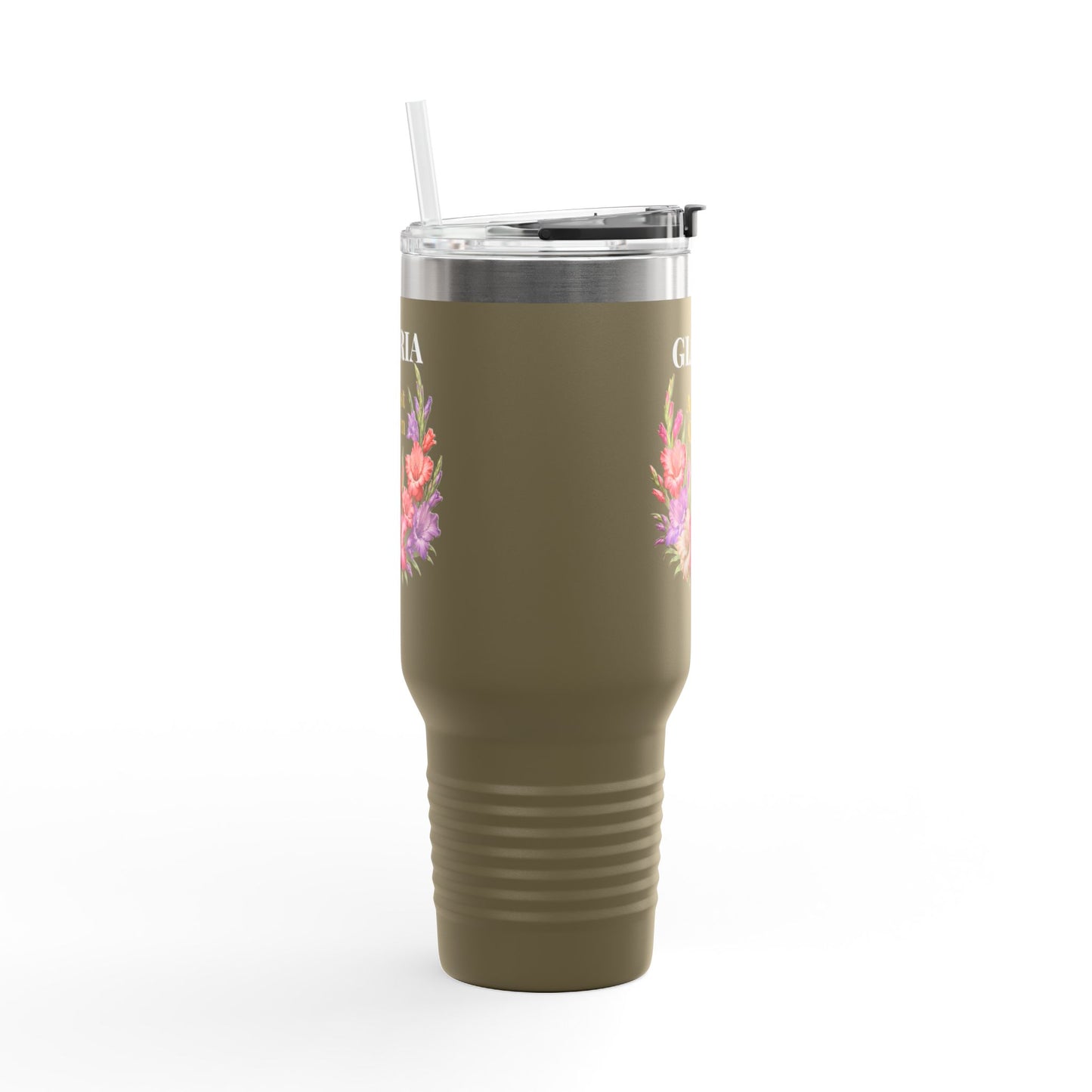 Personalized August Queen 40oz Insulated Travel Mug – Custom Name Floral Birthday Tumbler - 14917