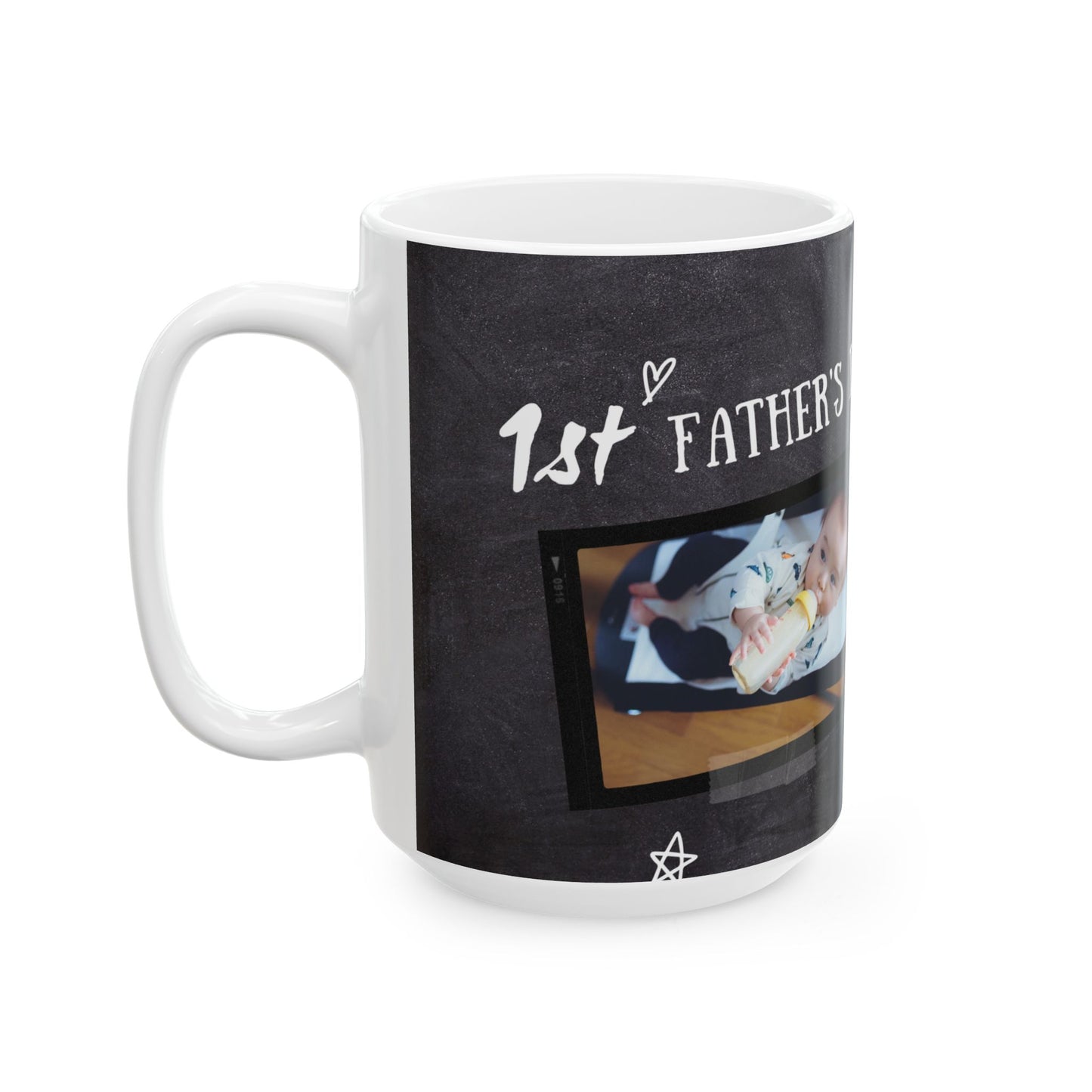 Personalized 1st Father's Day Ceramic Mug, Gift for Dads, Custom Photo Mug, Coffee Cup, Unique Father's Day Present - 14059