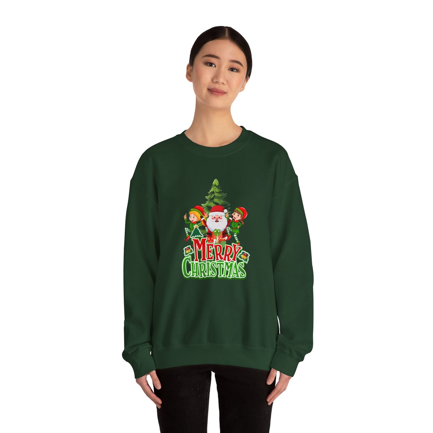 Santa & Elves, Merry Christmas - Unisex Heavy Blend™ Crewneck Sweatshirt - 10545