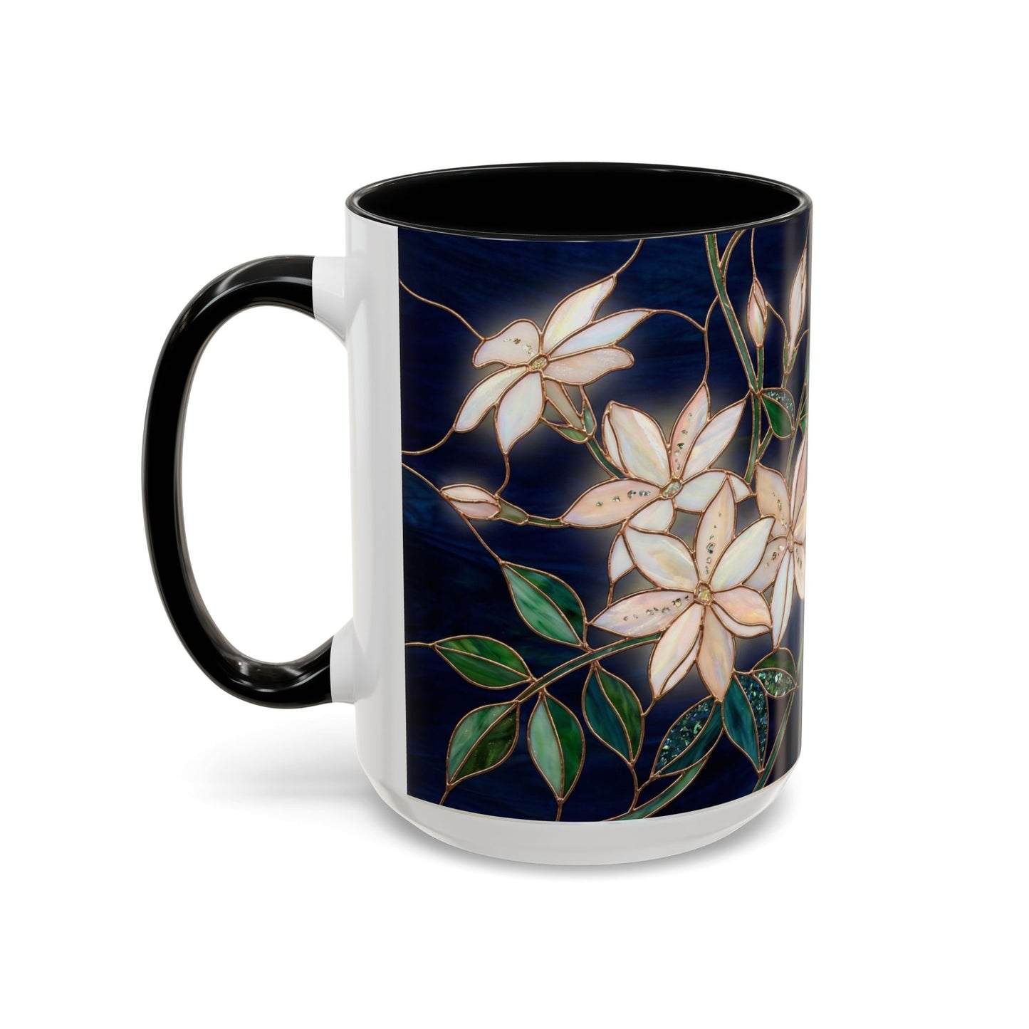 Jasmine Floral Accent Coffee Mug —  Stained Glass Design (11/15oz) - 14573